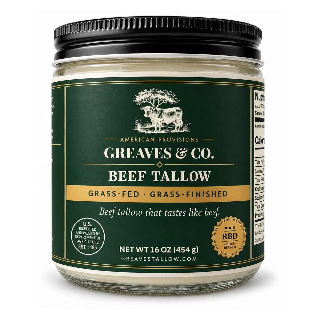 Greaves & Co. Pasture beef tallow, 16 oz jar