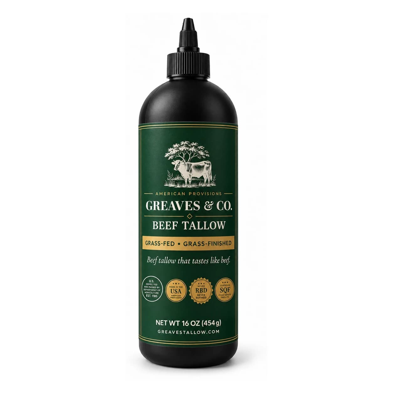 Greaves & Co. Pasture beef tallow, squeeze bottle