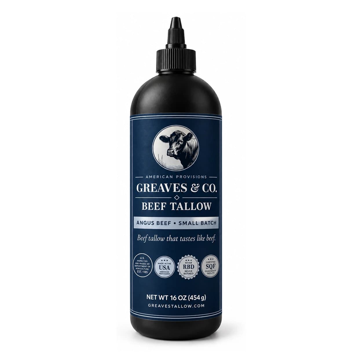 Greaves & Co. Reserve beef tallow, squeeze bottle